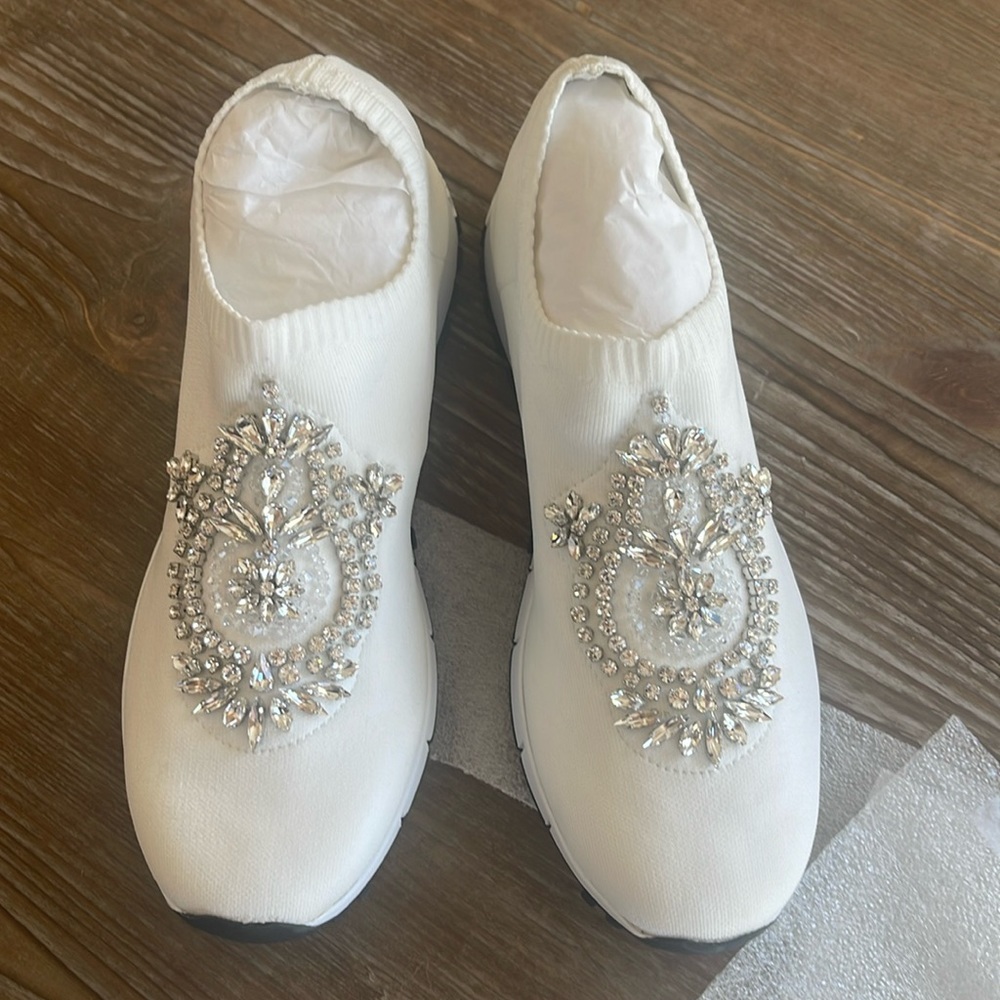 Jimmy Choo, white sneaker, size 8.5, NWT